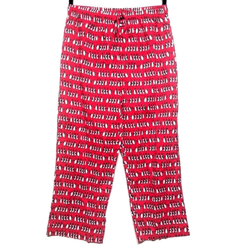 Tommy Hilfiger Men’s Pajama Pants XL Red PENGUIN PRINT allover Lounge Sleep EUC